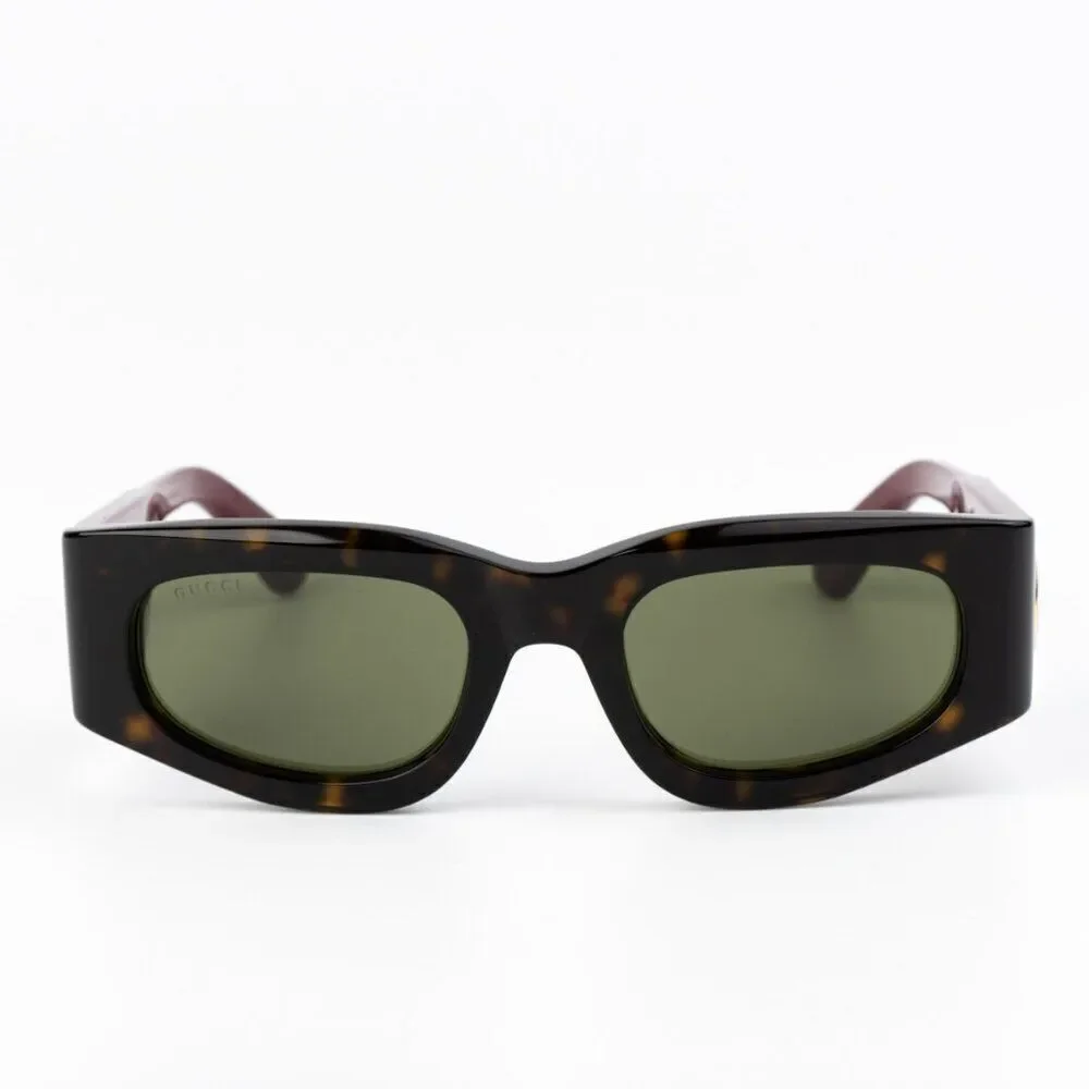 NEW Gucci GG1664S 002 Havana Red Green Rectangle Unisex Sunglasses